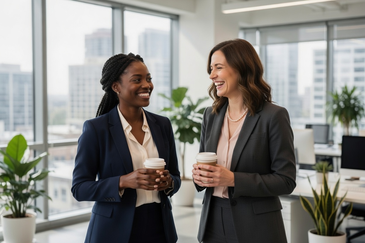 Corporate team collaborating and building professional relationships